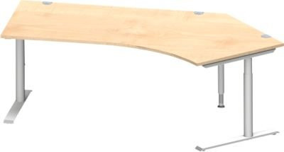 Schäfer Shop Genius Winkelschreibtisch MODENA FLEX 135 Grad mit C-Fuß-Rundrohr, Ansatz rechts, Farbe Ahorn, Breite: 216,5 cm - Bild 1