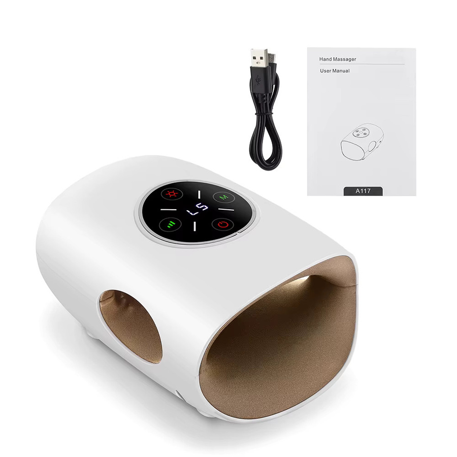 Hailicare Handmassagegerät mit Wärme und Luftkompression in Weiß, 4 Luftkissen, 3 Massagemodi und 5 Druckstufen mit LCD-Display - Bild 5