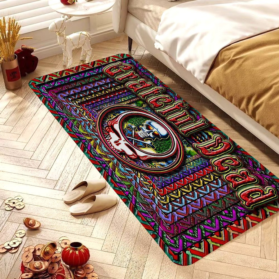 G-Grateful D-Dead Band Fußmatte im nordischen Stil für Wohnzimmer und Schlafzimmer, Anti-Rutsch, Multicolor - Bild 4