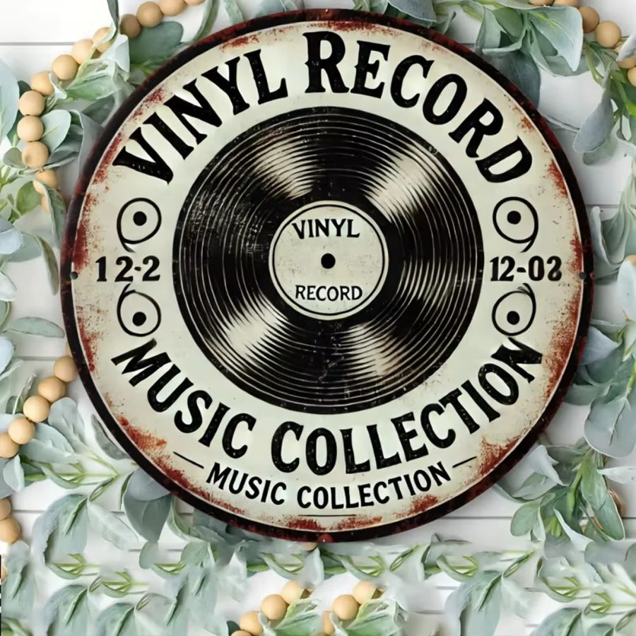 Vintage Metallschild Hello Young mit Schallplatten-Motiv für die Wanddekoration, rund, Durchmesser: 20 cm - Bild 3