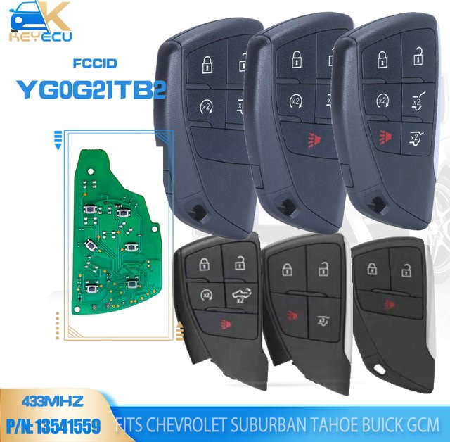 KEYECU Smart Remote Key 433 MHz Fob in Schwarz für GMC Yukon XL Denali, Chevrolet Suburban, Tahoe, Silverado und Buick Envision - Bild 1