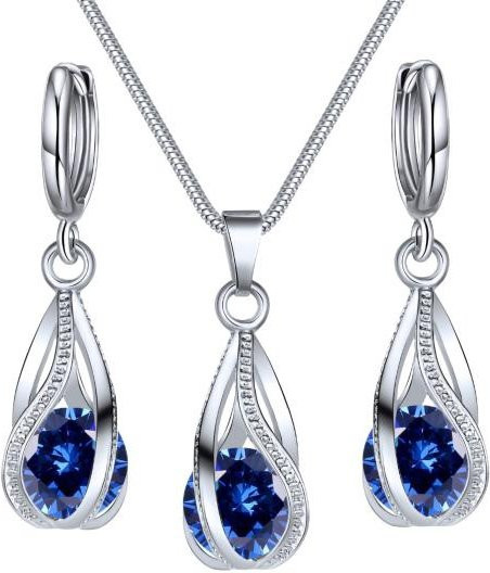 SILVERHOO Ohrringe, Messing, Silber, Kristall, Zirkonia, Saphir, Damen - Bild 1