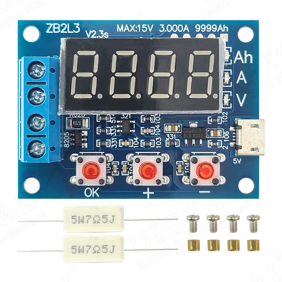 ZB2L3 Batteriekapazitätstester Modul mit LED-Digitalanzeige für Lithium-Batterien 1,2V bis 12V in Blau - Bild 3