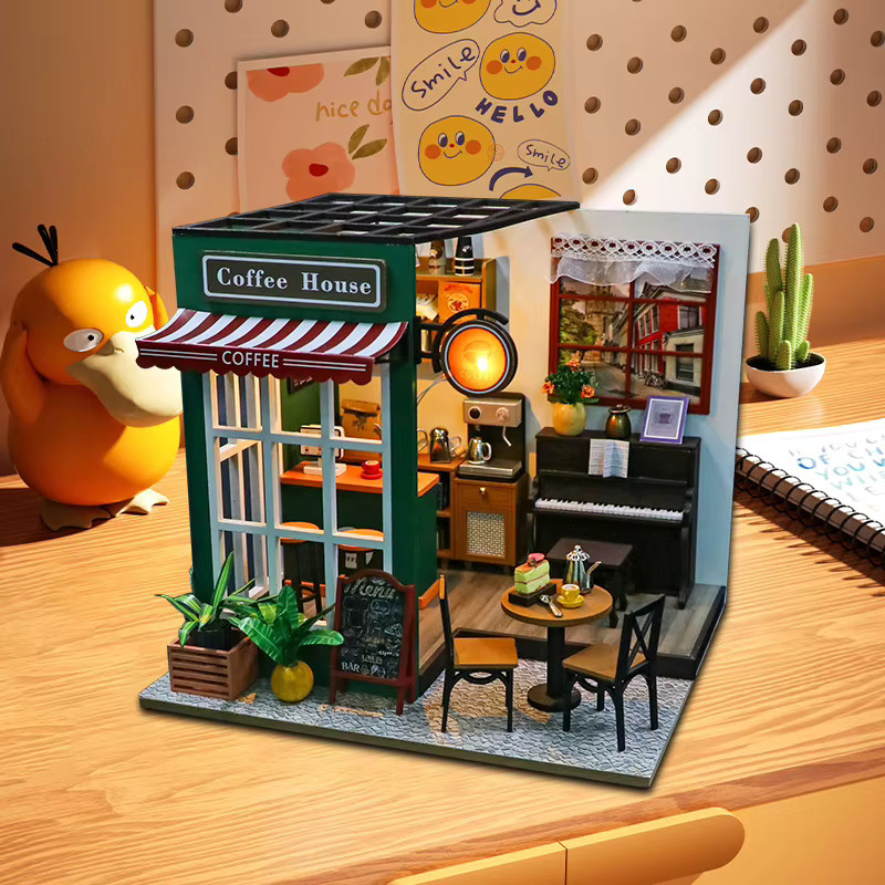 Battoom DIY 3D-Puzzle Kaffeehaus, Holzspielzeug, Miniatur-Puppenhaus-Modellbausatz - Bild 3