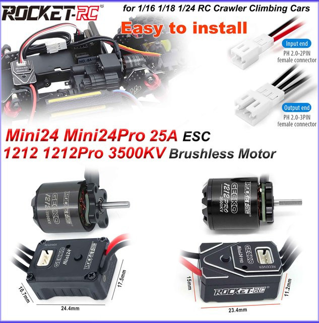 ROCKET-RC 1212/1212Pro 3500KV Sensorless Bürstenloser Motor, 25A ESC für 1/16 1/18 1/24 SCX24 RC Crawler Drift Car - Bild 1