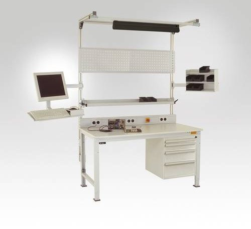 Manuflex ESD-Gehäuse-Unterbau LC4892.6011 in Grün und Weiß mit 4 Schubfächern, Nutzhöhe: 50 cm, für Tischtiefe: 80 cm - Bild 1