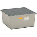 CEMO GFK-Auffangwanne 220/1 in Grau mit verzinktem Gitterrost, B/T/H: 85,0 x 85,0 x 40,0 cm - Bild 1