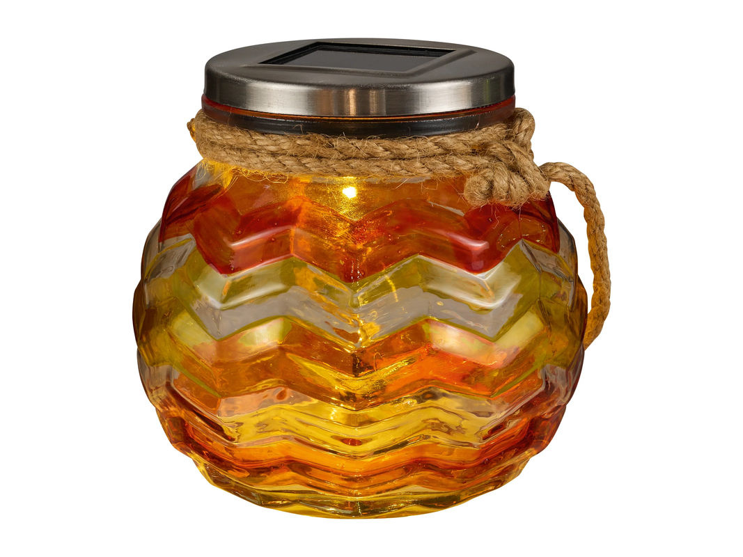LIVARNO HOME Solar-LED-Tischleuchte aus Glas mit Mosaik-Design in Orange - Bild 2