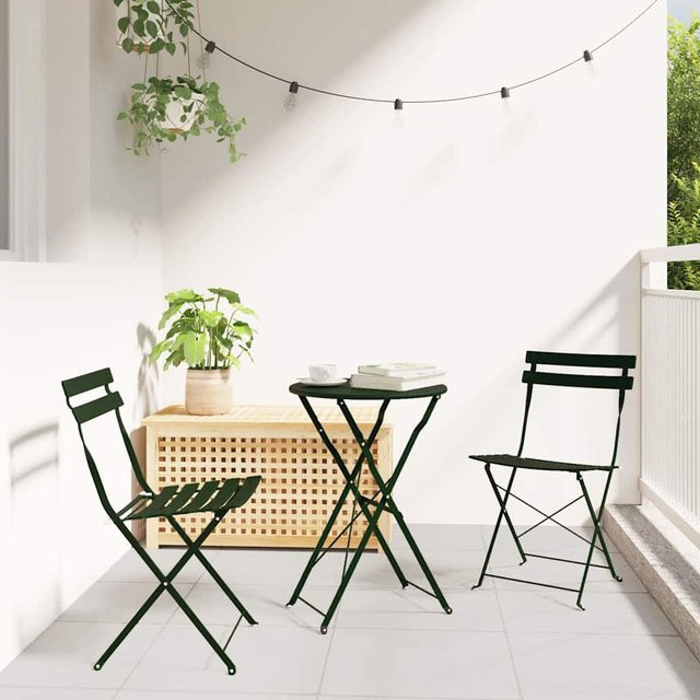VIDAXL Klappbarer Gartenstuhl Set, 2-teilig, Grün, B/T/H: 42 x 46 x 82 cm, aus Stahl für Garten und Terrasse - Bild 1