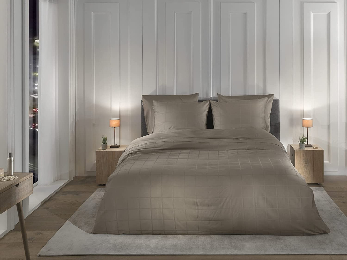Heckett & Lane Mako-Satin Bettwäsche Diamante Grey, Wende Bettwäsche Set aus Baumwolle, B/H: 135 x 200 cm mit Kissen 80 x 80 cm - Bild 1