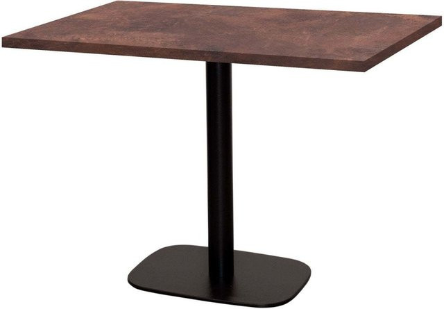 RestooTab Tisch Round rechteckig in Stein & Holz Optik mit schwarzem Gestell, B/T/H: 120 x 70 x 75 cm - Bild 1