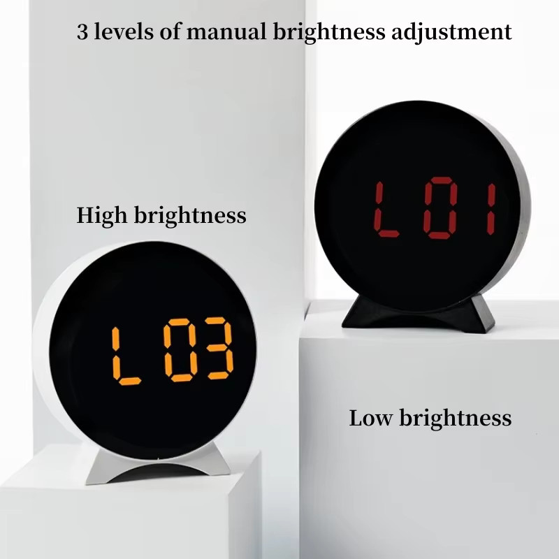 NieNie Digitaler LED-Wecker mit Temperaturanzeige und Datum, USB-betrieben mit 2 Alarmen, 3 Helligkeitsstufen und Nachtmodus, Tischuhr mit 12/24-Stunden-Anzeige - Bild 5
