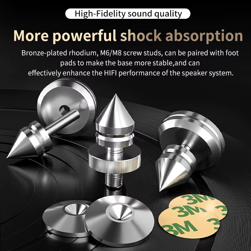 Grey Knight Audio Stoßdämpfende Fußstützen in Silber für Regalschränke, Lautsprecherboxen und Maschinenfüße - Bild 2
