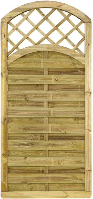GartenLand Dichtzaun VARIO MASSIV Gebogen mit Rankgitter aus Kiefer, Grün, B: 90 cm, H: 195 cm - Bild 1