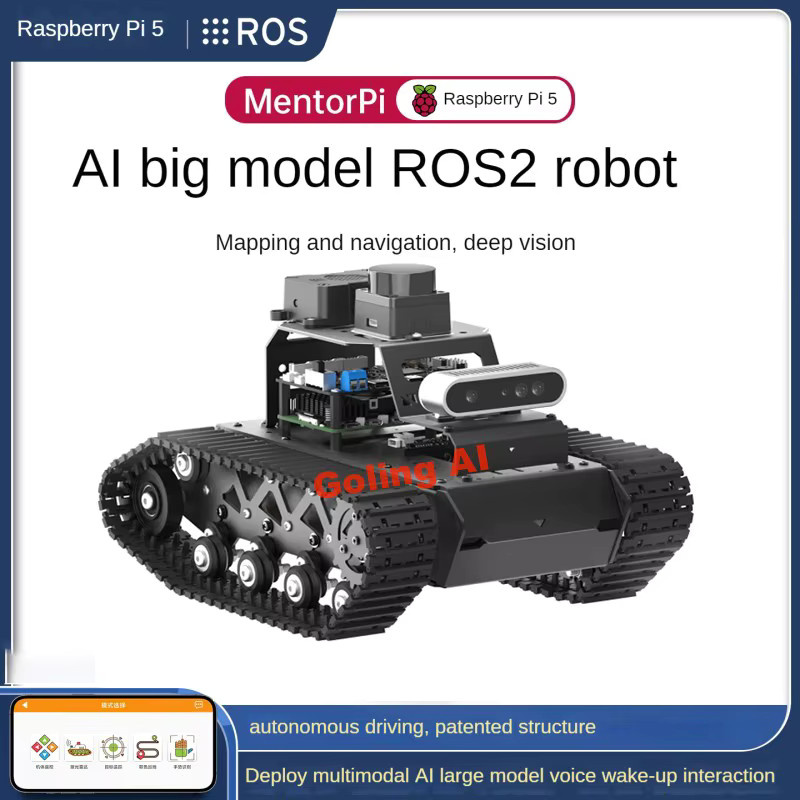 GoLingLing RC-Panzer mit Tiefenkamera, Lidar ROS2-Codierung, Video-Auto für Raspberry Pi 5, unterstützt ChatGPT AI-Modell, SLAM, autonomer Fahrroboter - Bild 4