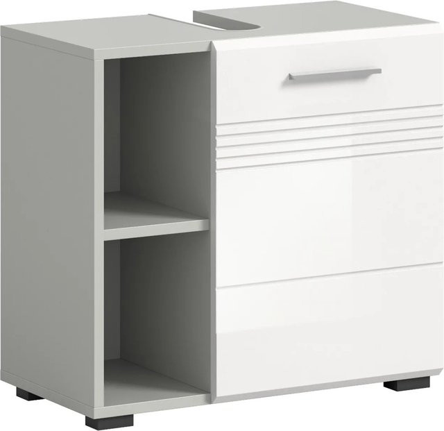 Waschbeckenunterschrank Carlo von Inn.Furn in Weiß und Grau Hochglanz mit 60 cm Breite - Bild 1