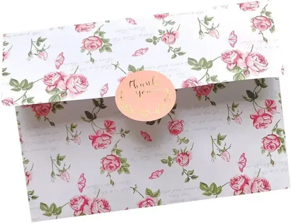 20 Stück YCDBTH Briefumschläge im Landhausstil mit floralem Gartenrosenmotiv aus weißem Papier, B/H: 12,5 x 17,5 cm