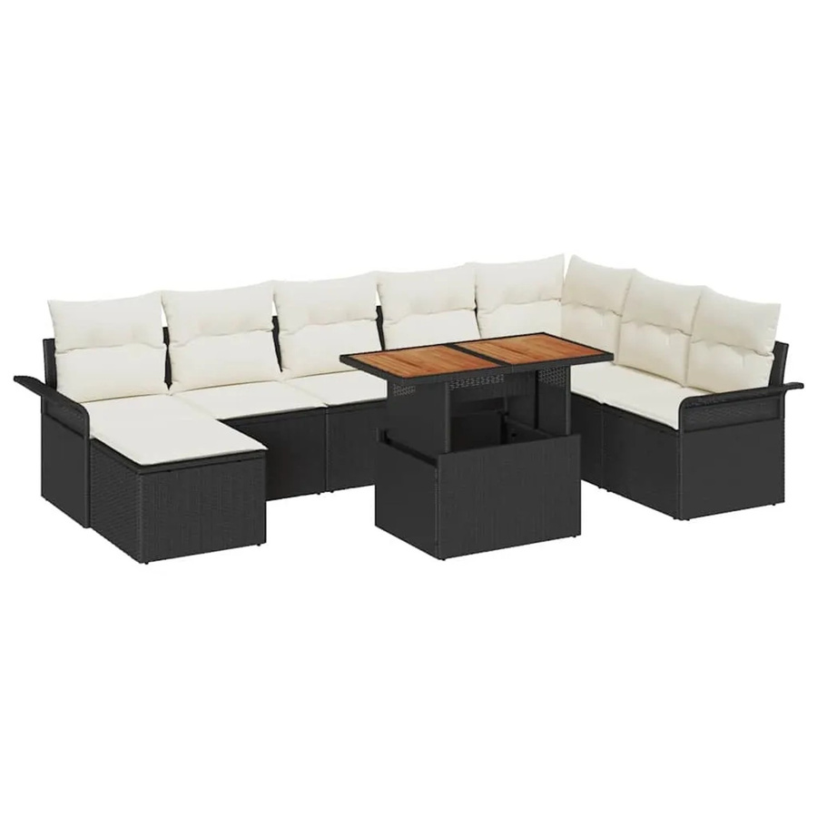 vidaXL Garten-Sofa-Set aus Poly Rattan in Schwarz mit 9 Teilen und integriertem Stauraum - Bild 2