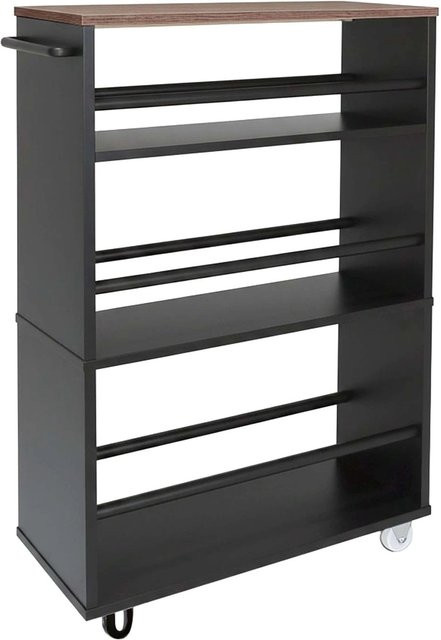 Relaxdays Nischenwagen im Industrial-Design aus Holzwerkstoff und Eisen, Schwarz, B/T/H: 80 x 15 x 45 cm - Bild 1