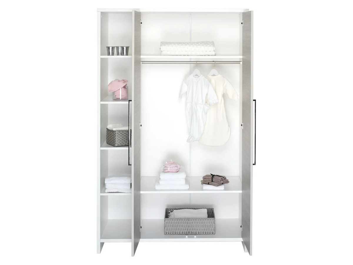 SCHARDT Eco Schrank in Silber und Grau mit 2 Türen, Soft-Close-Funktion und offenen Regalfächern für dein Schlafzimmer - Bild 2