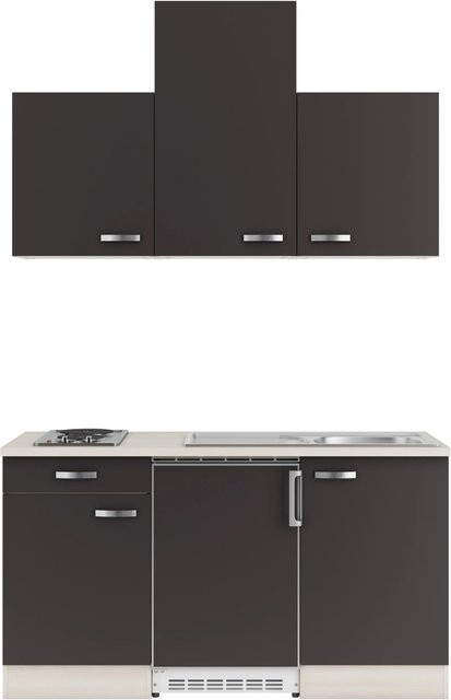 OPTIFIT Faro220 Miniküche in Anthrazit mit modernem Design und melaminbeschichteter Qualitätsspanplatte, Breite: 150 cm - Bild 1