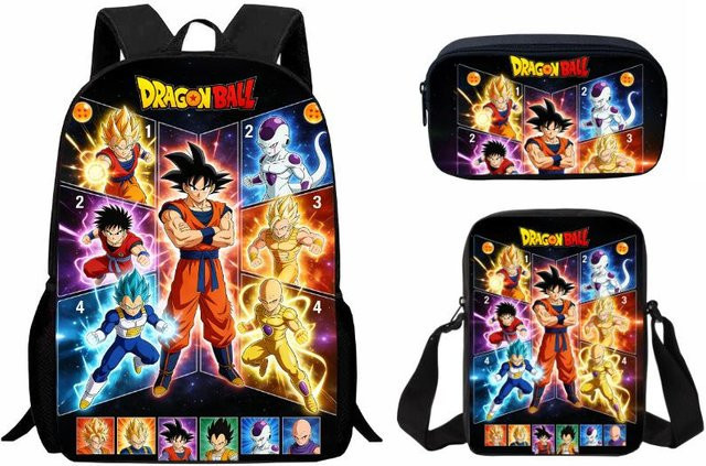 Dreiteiliges Dragon Ball Schultaschen-Set mit Rucksack und Federmäppchen in Multicolour - Bild 1