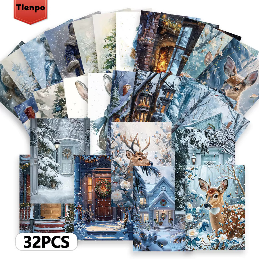 32 Weihnachtsszenen-Postkarten in Blau und Multicolour aus hochwertigem Papier mit hochauflösendem Druck - Bild 2