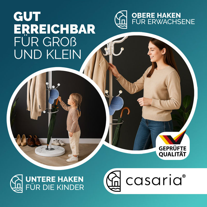 Kleiderständer CASARIA in Weiß mit Marmorfuß, Höhe: 175 cm - Bild 5