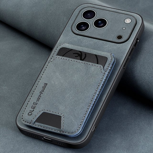 Luxuriöse Kunstleder-Handyhülle mit Kartensteckplatz für iPhone 17 16 E 15 14 Pro Max 13 in Schwarz - Bild 1
