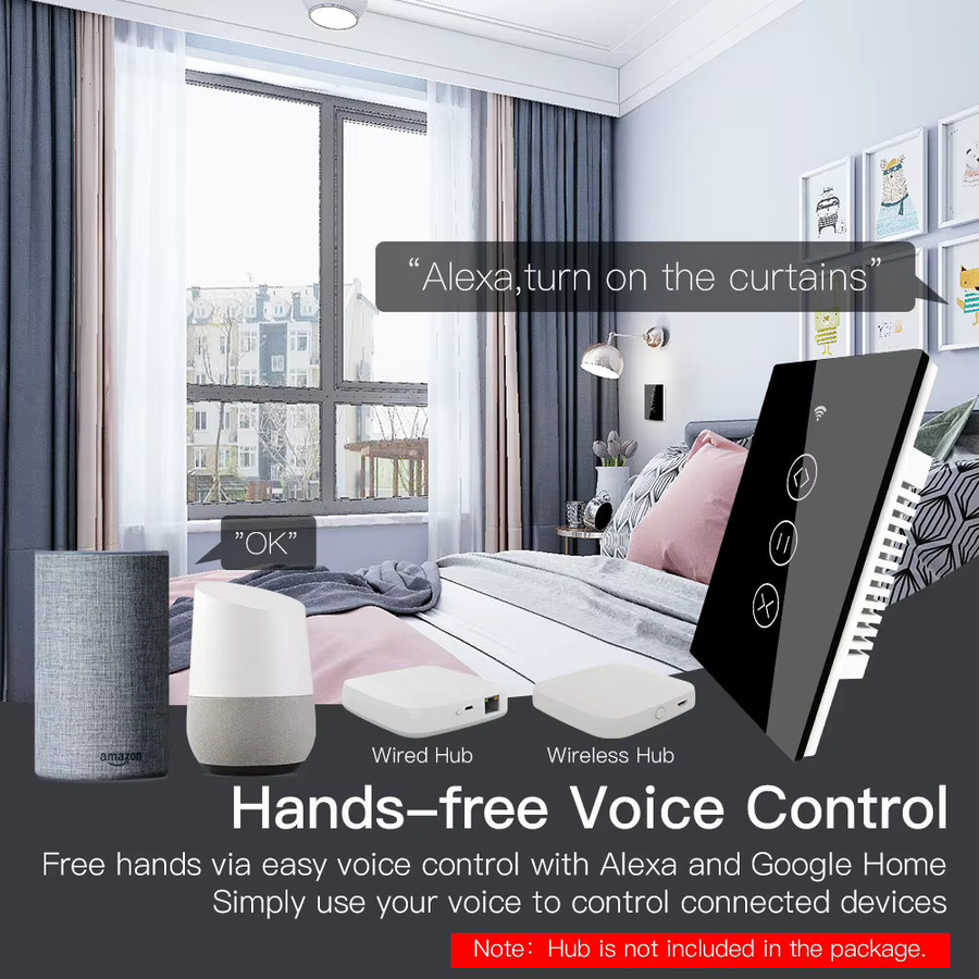 MOES Tuya ZigBee Vorhangschalter RF Smart Touch Rolladensteuerung mit App-Steuerung für Alexa und Google Home, Weiß - Bild 5