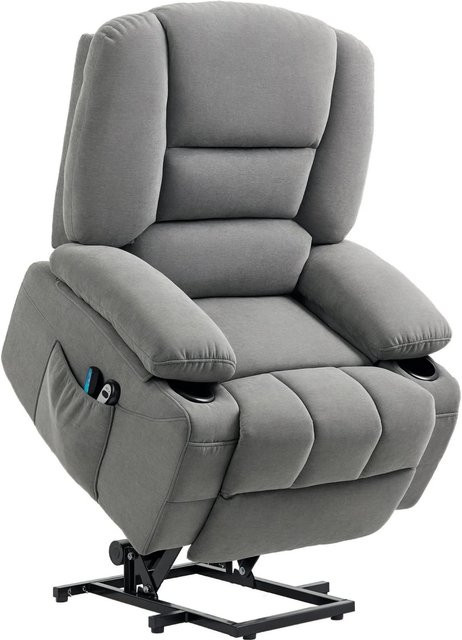 HOMCOM Fernsehsessel mit Lift-Assist in Dunkelgrau aus Polyester und Schaumstoff, Tiefe: 97 cm, Breite: 90 cm, Höhe: 102 cm - Bild 1
