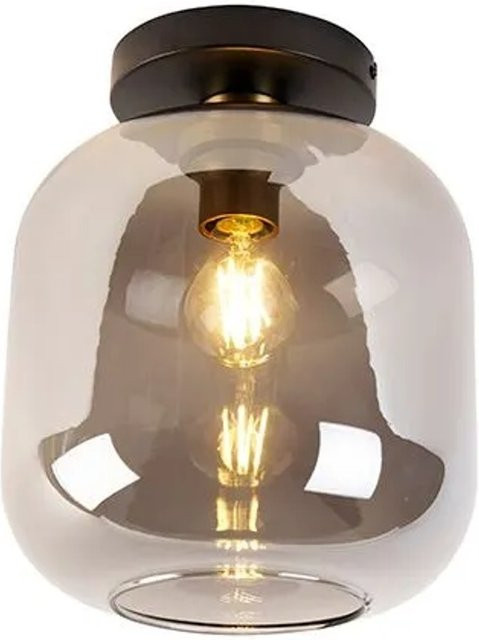 QAZQA Design Deckenlampe Zuzanna in Schwarz und Gold mit Rauchglas und E27 Fassung - Bild 1