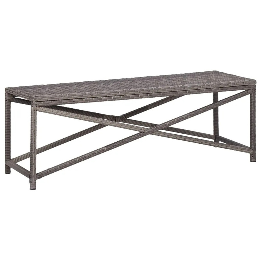 furnicato Gartenbank aus Poly Rattan in Grau mit pulverbeschichtetem Stahlrahmen, Breite: 120 cm, Tiefe: 43 cm, Höhe: 40 cm - Bild 2