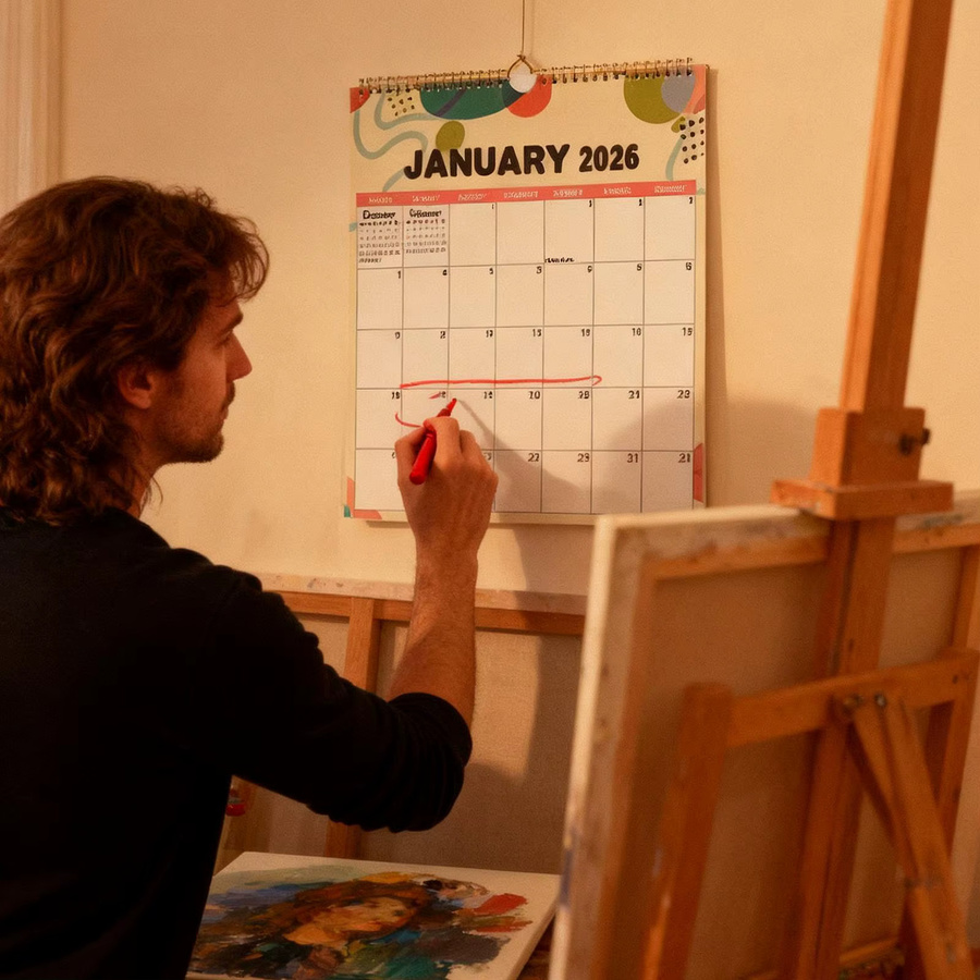 Wandkalender 2026 als Planer und Familienorganizer mit 12 Monaten und Zielverfolgung in Mehrfarbig - Bild 3