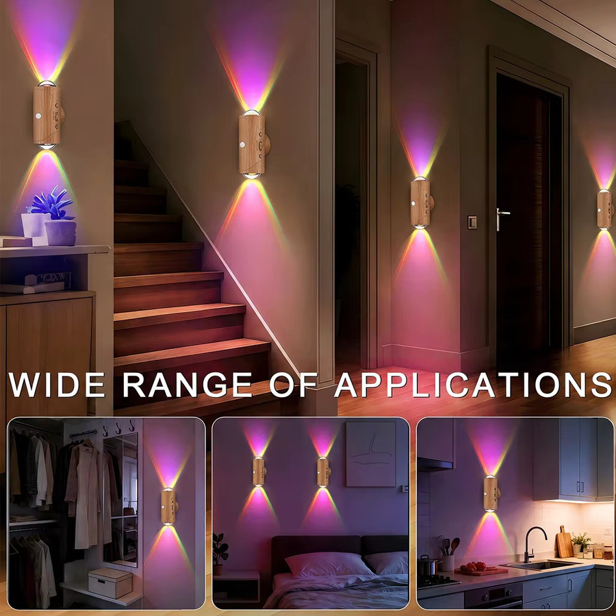 Wiederaufladbare LED-Nachtlichter mit Bewegungssensor und RGB-Farbverlauf, dimmbare Wandbeleuchtung in moderner Zylinderform für die Innenbeleuchtung - Bild 4