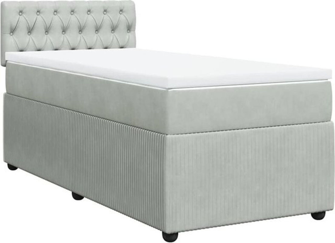 Vidaxl Boxspringbett mit Matratze aus Samt in Grau, B/T/H: 200 x 80 x 100,5 cm - Bild 1
