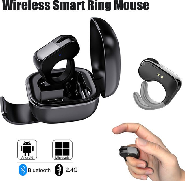 Ring Mouse Wireless von luxuglow kabellose Fernbedienung mit Bluetooth und 2.4G Dual-Modus, wiederaufladbar mit Touchpad für Tablet und Telefon in Pink oder Black - Bild 1