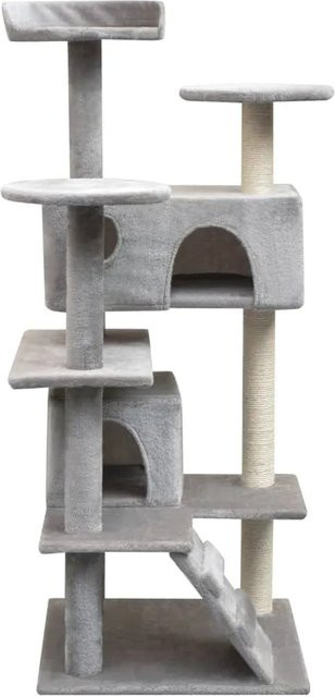 vidaXL Katzen-Kratzbaum mit Höhle aus Sisal und Plüsch, Grau, Höhe: 125 cm - Bild 1