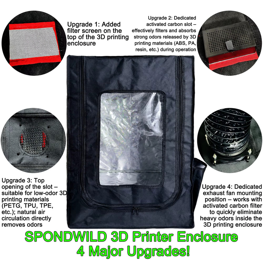 SPONDWILD 3D-Drucker-Gehäuse für Flashforge AD5X und Adventurer 5M 2. Generation, feuerfest und schallgedämmte FDM-Druckerkammer in Schwarz - Bild 3