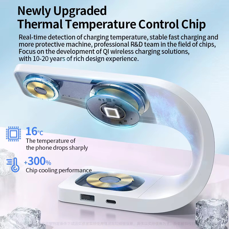 CrownQu 4-in-1 Magnetisches Kabelloses Ladegerät 15W Schnellladestation aus Metall in Silber für iPhone, AirPods und Apple Watch - Bild 3