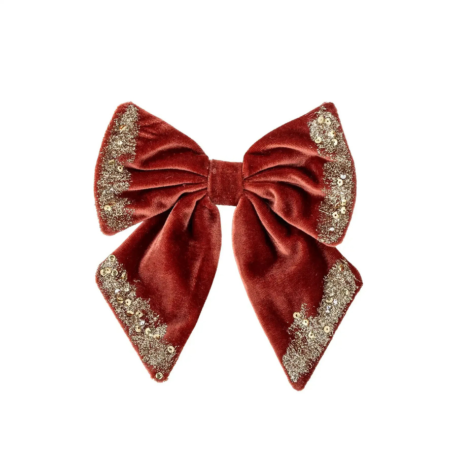 Bloomingville Dekorationsschleife Ruby in Rot und Gold für Weihnachten, Höhe: 16 cm - Bild 1