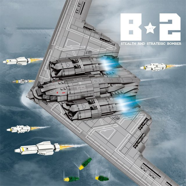 WOMA Militärflugzeug B-2 Stealth Strategisches Flugzeug, Bausteine-Set, 2063 Teile - Bild 1