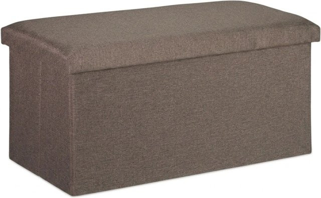Relaxdays Sitzbank aus MDF und Polyester mit Schaumstoff und Stauraum, Dunkelgrau, B/T/H: 76,5 x 38 x 38,5 cm - Bild 1