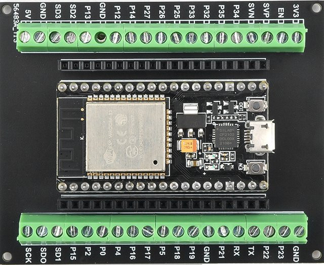 diymore ESP32-Entwicklungsplatine mit Erweiterungsadapter-Kit Breakout-Board für 38-poliges ESP-32S in Schwarz mit Wi-Fi und Bluetooth - Bild 1