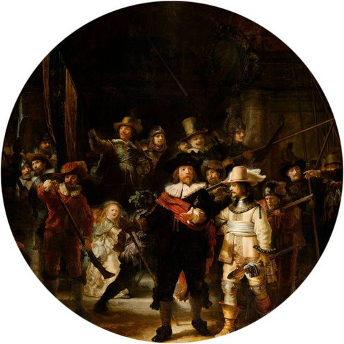 Runde Vliestapete K&L Wall Art Rembrandt Die Nachtwache, mehrfarbig, matt, B: 236 cm, H: 236 cm - Bild 1