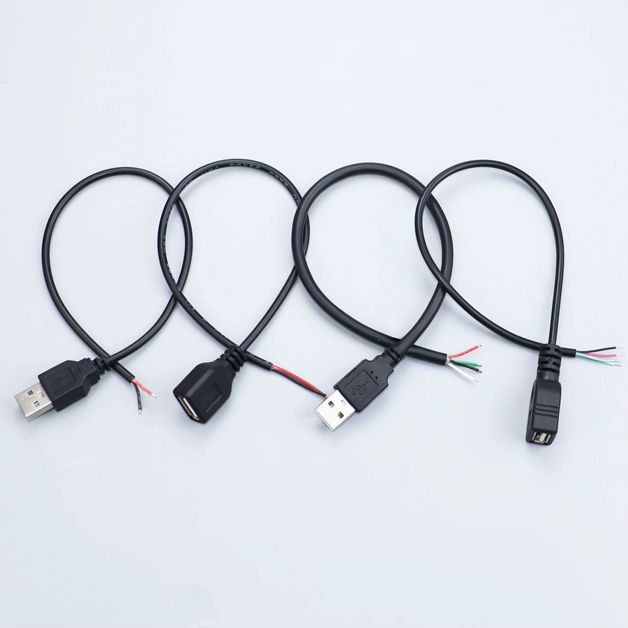 JCD USB 2.0 A Verlängerungskabel mit 2/4 Pin Draht Jack Ladegerät Stecker in Schwarz, Länge: 30 cm oder 1 m - Bild 2