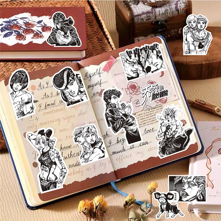Bandai JoJo's Bizarre Adventure Aufkleber, Schwarz, Weiß, 10-teiliges Set - Bild 4