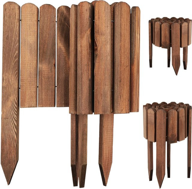 Aquagart Holz Rollzaun Dunkelbraun Beeteinfassung für Beet- und Rasenabgrenzungen sowie Wege - Bild 2