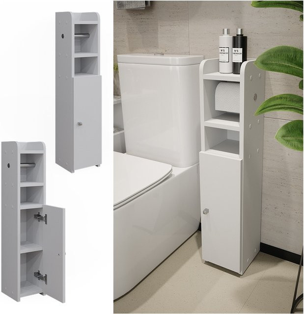 Vicco Toilettenpapierschrank Fynn Weiß mit 1 Tür, Breite: 19,2 cm, Höhe: 82,2 cm - Bild 1