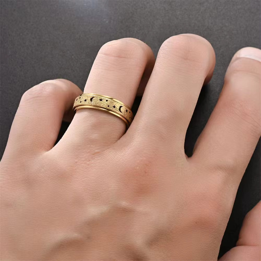 MODA SIMPLE Rotationsringe Edelstahl, Mond- und Stern-Design, Damen und Herren - Bild 2